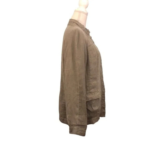 EILEEN FISHER Sz L Women's Grayish/Green 100% Linen Lightweight Button Up Jacket - Picture 4 of 5